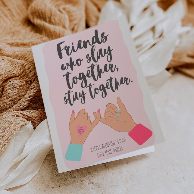 Lustigt citat pinkie galentine 3-fotokollage kort (Skapare uppladdad)