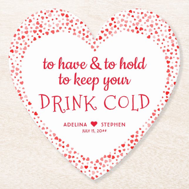 Lustigt citat Röd Rosa Färgt bröllop favoritdryck Underlägg Papper (Framsida)