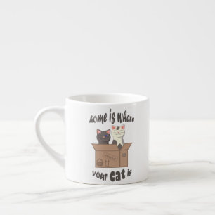 Lustigt citattecken Hemmet är där katten är placer Espressomugg
