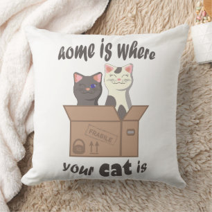 Lustigt citattecken Hemmet är där katten är placer Kudde