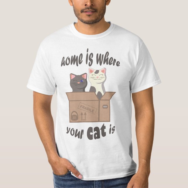 Lustigt citattecken Hemmet är där katten är placer T Shirt (Framsida)