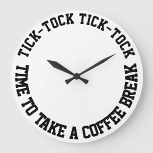 Lustigt citattecken Koffe Break White Round Stor Klocka