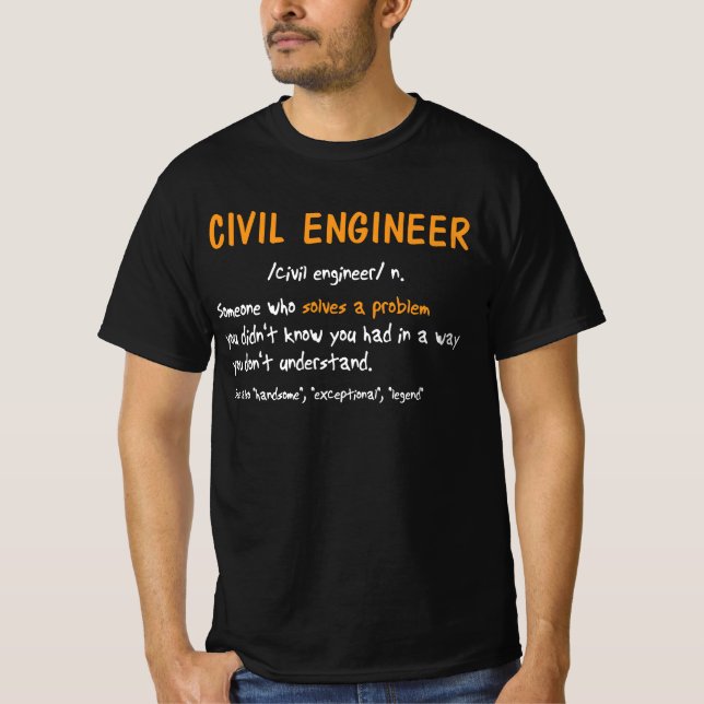 Lustigt Civil Ingenjör definierar någon som löser T Shirt (Framsida)