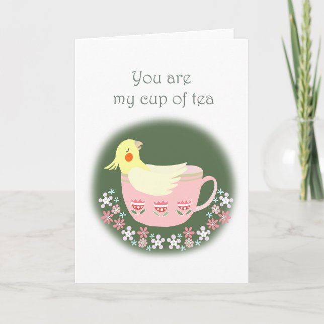 Lustigt Cockatiel Valetines dag Årsdag Kärlek Kort (Framsida)