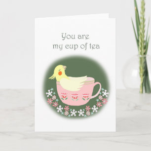 Lustigt Cockatiel Valetines dag Årsdag Kärlek Kort