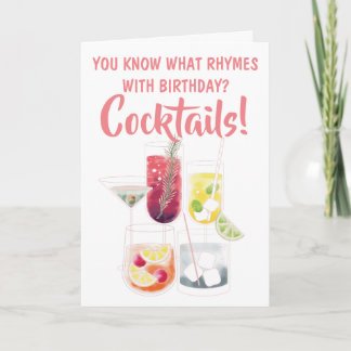 Lustigt Cocktail Drinks Illustrations födelsedag Kort