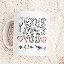 Lustigt Coffee Mugg, Jesus Kärlek Du och jag försö Kaffemugg