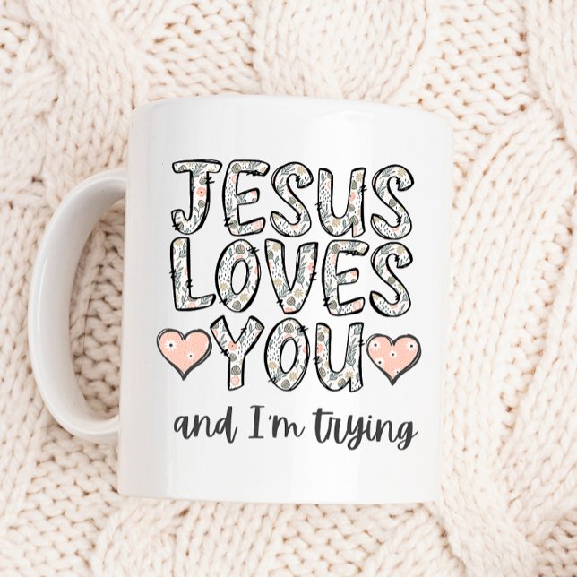 Lustigt Coffee Mugg, Jesus Kärlek Du och jag försö Kaffemugg (Skapare uppladdad)