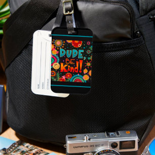 Lustigt Colorful, var snäll Lycklig Smile Bagagebricka