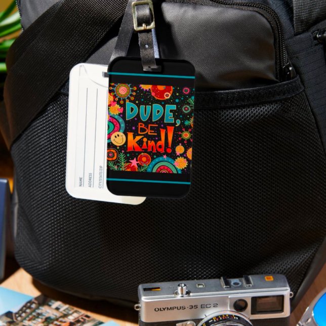 Lustigt Colorful, var snäll Lycklig Smile Bagagebricka (Skapare uppladdad)