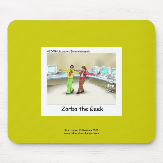 Lustigt Computer Geek-Tecknad på högkvalitativ mus Musmatta (Framsidan)