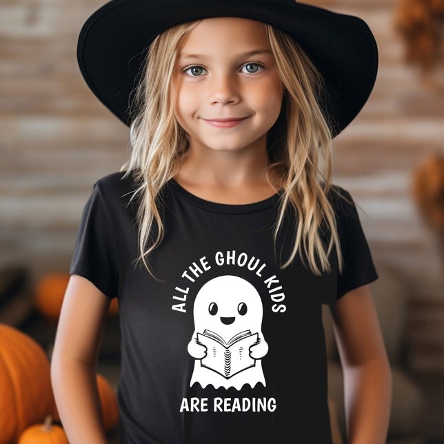 Lustigt Coola Ghost GHOUL Kids läser T Shirt (Get ready for spooky fun! 👻 #FunnyGhostTee #GhoulKidsClub)