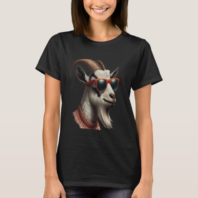 Lustigt coola Goat med solglasögon, Älskare T Shirt (Framsida)