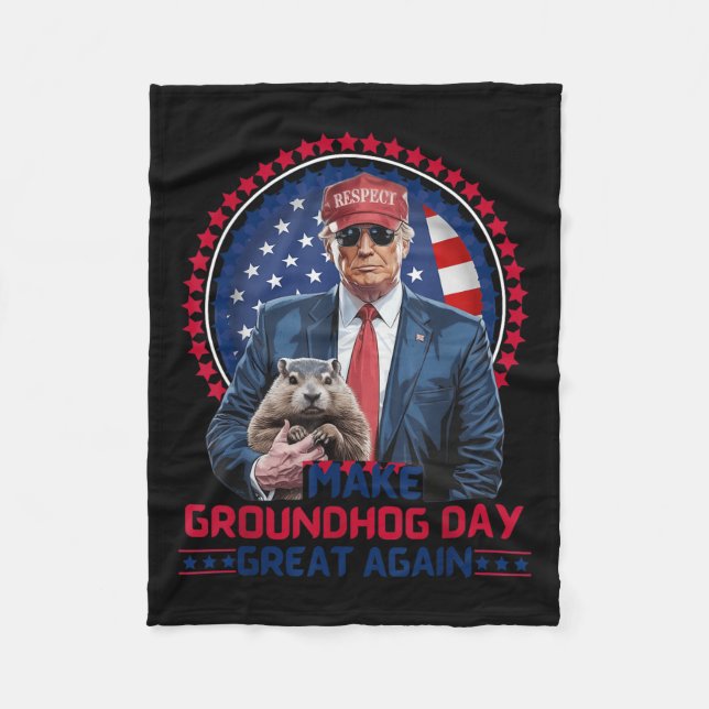 Lustigt Coola Groundhog Gör till Groundhog Day Gre Fleecefilt (Framsidan)