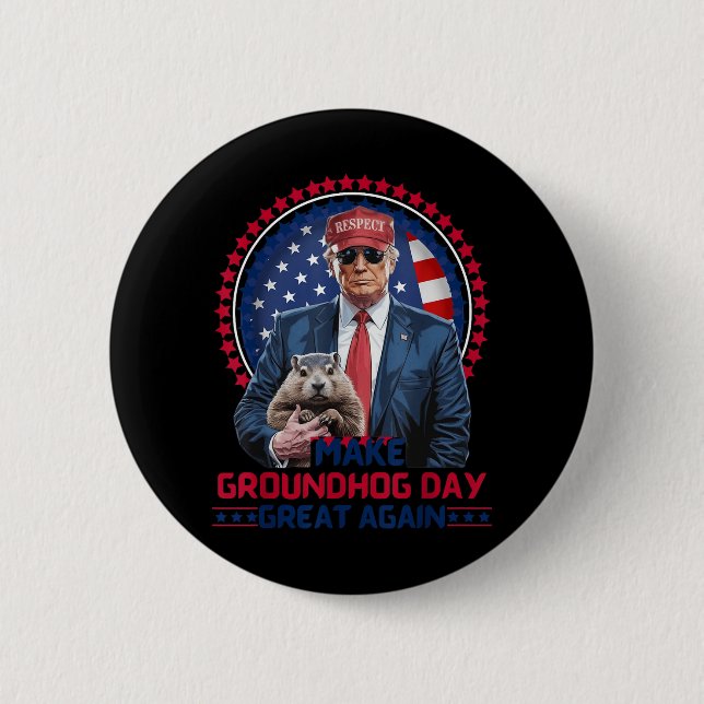 Lustigt Coola Groundhog Gör till Groundhog Day Gre Knapp (Framsida)