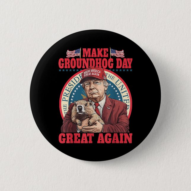 Lustigt Coola Groundhog Gör till Groundhog Day Gre Knapp (Framsida)