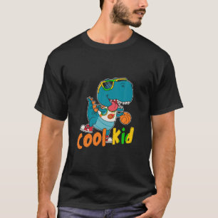 Lustigt Coola Kid T Rex Dino Basketball Player Rin Shirt