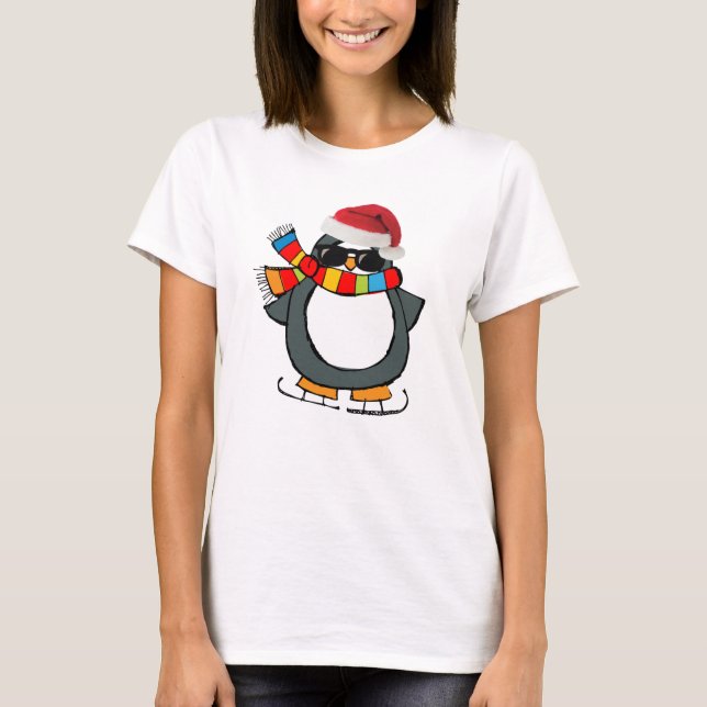 Lustigt coola penguin christmas t-shirt hoodie des (Framsida)