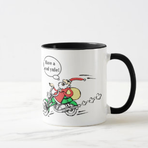 Lustigt Coola Yule Santa Riding Motorcycle Jul Mugg