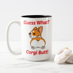 Lustigt Corgi Mugg, gissa vad? Corgi Butt! Två-Tonad Mugg