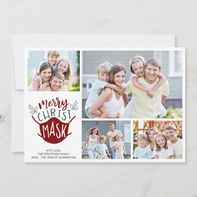 Lustigt COVID-19 MERRY Kristus MASK Ansikte Mask 4 Julkort (Framsida)