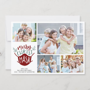 Lustigt COVID-19 MERRY Kristus MASK Ansikte Mask 4 Julkort