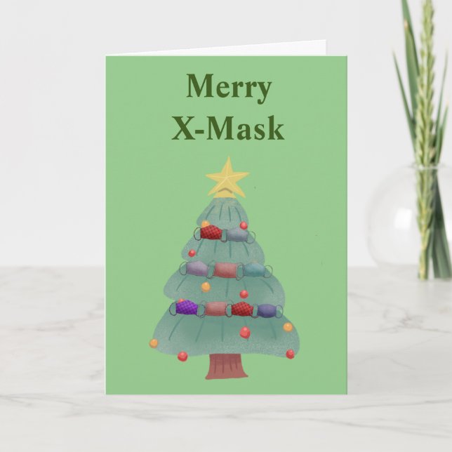 Lustigt Covid 2020 Merry x-mask-jul Helgkort (Framsida)