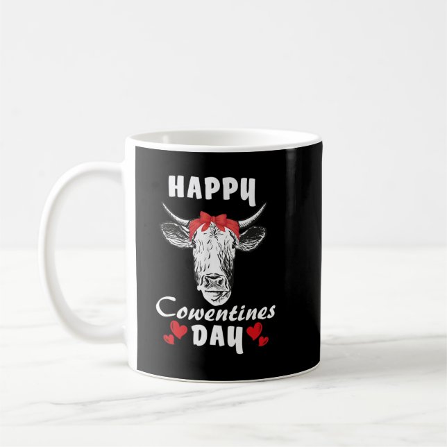 Lustigt Cow Älskare Lycklig Cowentines Farm Gift.  Kaffemugg (Vänster)