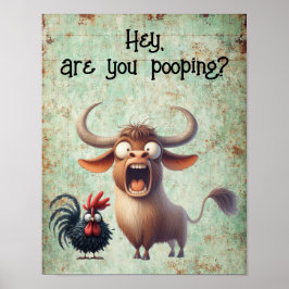 Lustigt Cow & Chicken... Popar du? (projektionsyta Poster