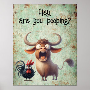 Lustigt Cow & Chicken... Popar du? (projektionsyta Poster