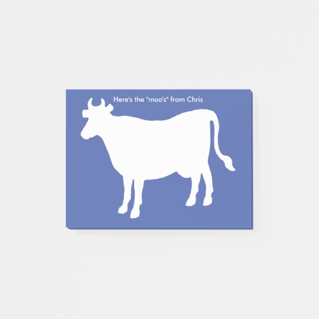 Lustigt Cow "Här är Moos Lila" Post-it Block (Framsida)