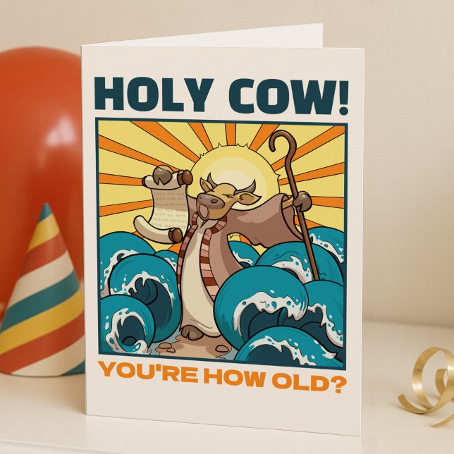 Lustigt Cow Heliga Cow! Är du så gammal? Djurs Tec Kort (Skapare uppladdad)