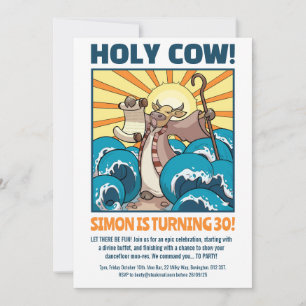 Lustigt Cow Heliga Cow! Stor Födelsedagsfest Teckn Inbjudningar