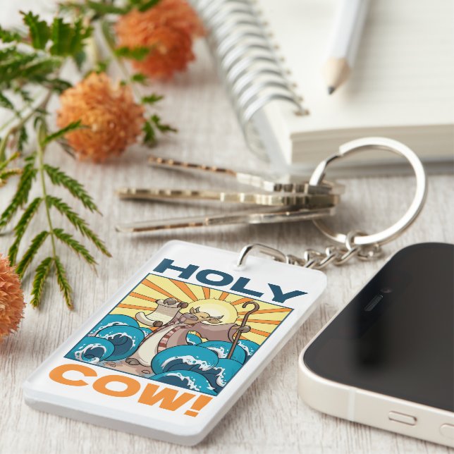Lustigt Cow Heliga Cow! Visual Pun Animal Tecknad (Högra Framsidan)