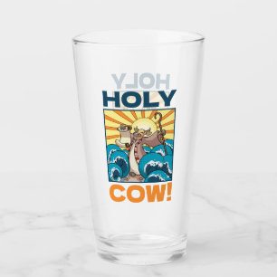 Lustigt Cow Heliga Cow! Visual Pun Animal Tecknad Glaskopp