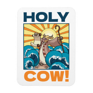Lustigt Cow Heliga Cow! Visual Pun Animal Tecknad Magnet
