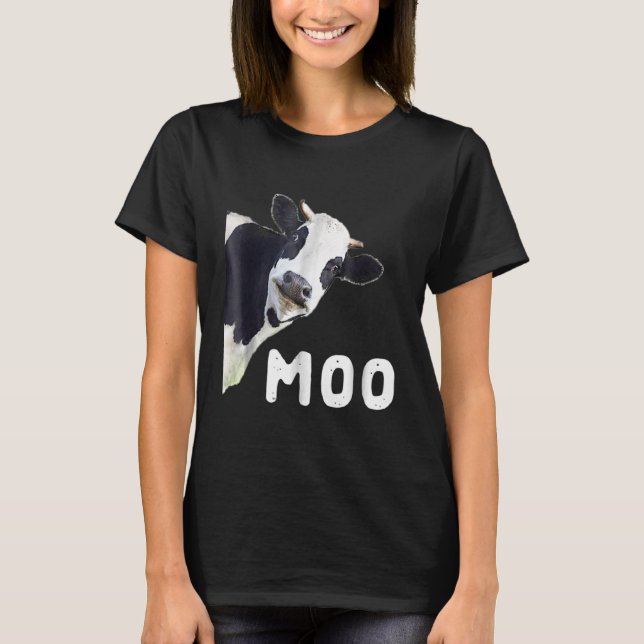 Lustigt Cow Moo T Shirt (Framsida)