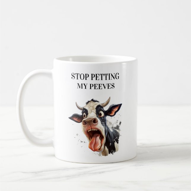 Lustigt Cow slutar att skicka mina peeves Kaffemugg (Vänster)