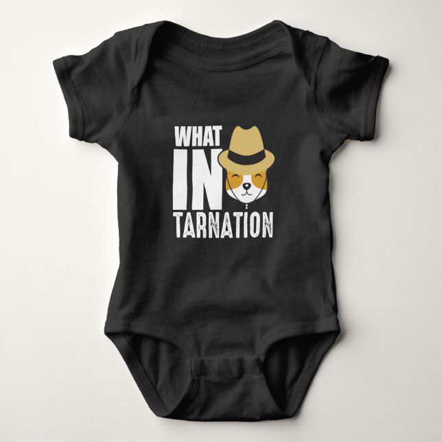Lustigt Cowboy Hund Vad i Tarnation T Shirt (Framsida)
