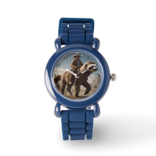Lustigt Cowboy Riding A Sloth Horse Armbandsur