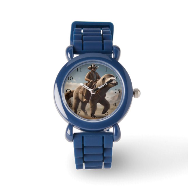Lustigt Cowboy Riding A Sloth Horse Armbandsur (Framsida)
