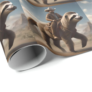 Lustigt Cowboy Riding A Sloth Horse Presentpapper