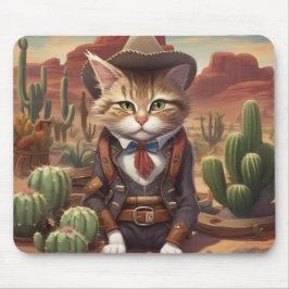 Lustigt Cowboykatt på Western Plains Mouse Pad Musmatta
