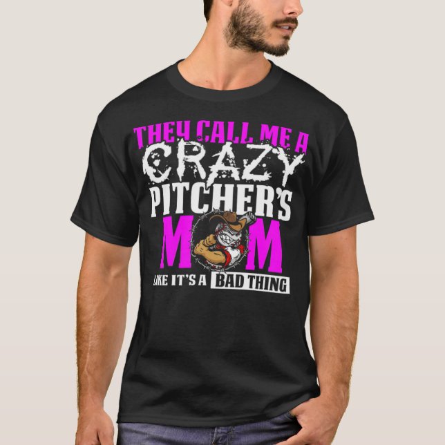 Lustigt Crazy Baseball Pitchers Mamma babbläckpåse T Shirt (Framsida)