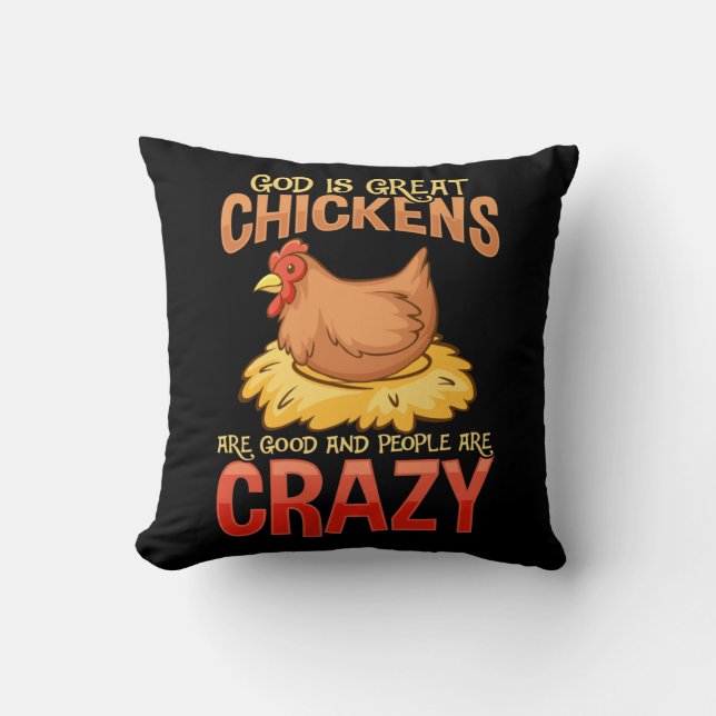 Lustigt Crazy Chicken Älskare Gift Hen Humor Kudde (Framsida)
