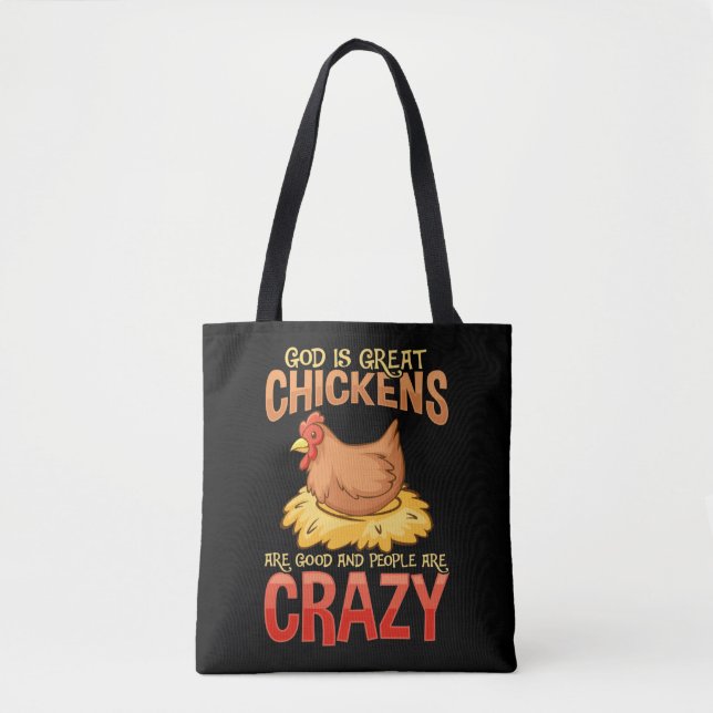 Lustigt Crazy Chicken Älskare Gift Hen Humor Tygkasse (Framsida)