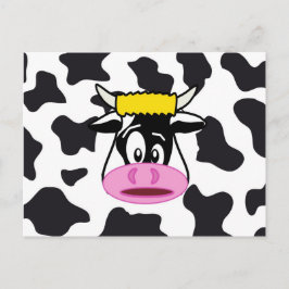 Lustigt Crazy Cow Bull på Dairy Cow Print Mönster Vykort
