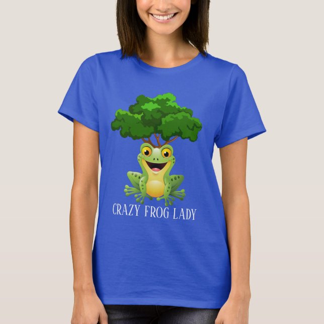 Lustigt Crazy groda dam lägger till text T Shirt (Framsida)