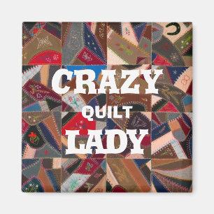 Lustigt "Crazy Quilt Dam" Vintage Patchwork Quilt Magnet