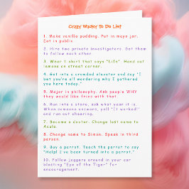 Lustigt Crazy Wacky Kids to Do Lurass List Humor R Kort